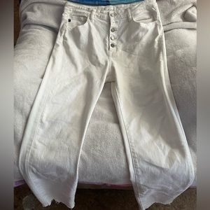 Kancan Raw Hem White Skinny Jeans